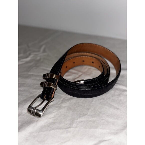 Belts.Com   Croc Embossed Italian Calfskin Belt Men\'s Sz 52 Navy blue main image 4